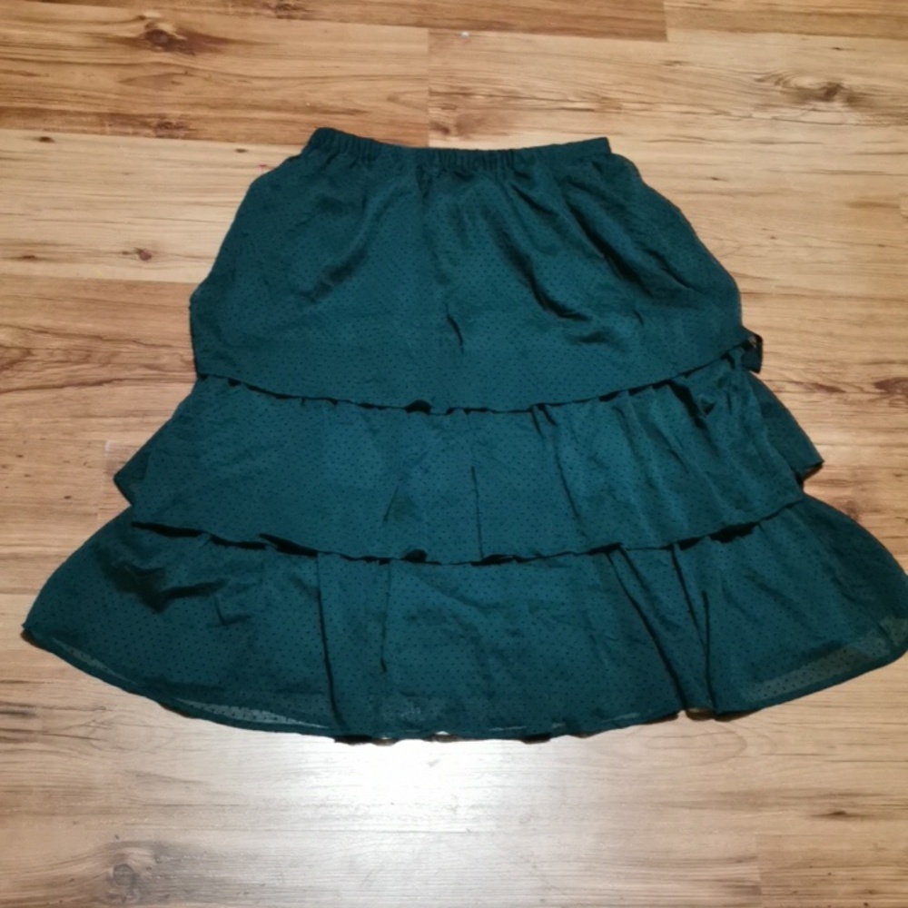 J. Crew Dark Green Tiered A-Line‎ Skirt.Small